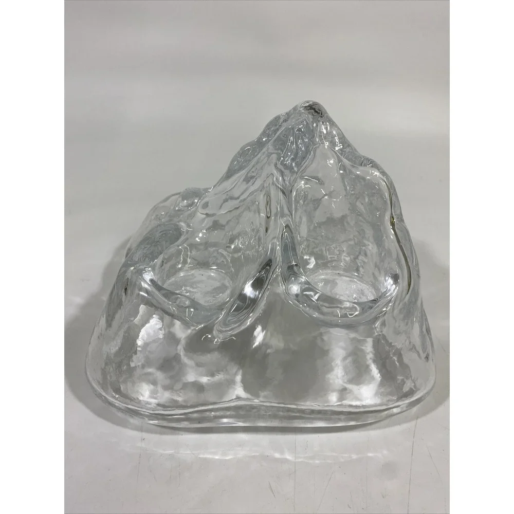 Vintage SEA Glasbruck Sweden Heavy Glacier Tea Light  candle holder Renate Stock